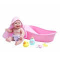 Пупс Новорожденный реалистичный малыш с розовой ванной  La Newborn 8 Piece Realistic Baby Doll Bathtub Set Pink