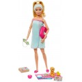 Кукла  Барби с 9-ю аксессуарами и щенком SPA-процедуры Barbie Spa Blonde Puppy