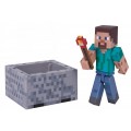 Стив с факелом фигурка Майнкрафт Steve with Minecart Figure Pack