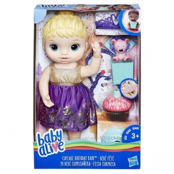 Кукла Baby Alive блондинка День рождения Cupcake Birthday