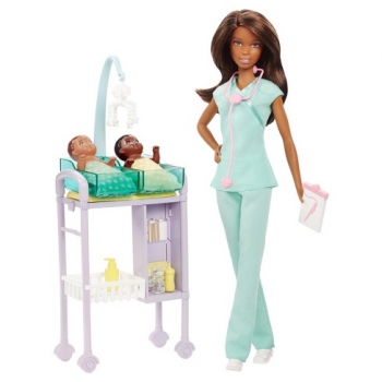 Кукла барби детский доктор педиатр мулатка брюнетка Barbie Baby Doctor 