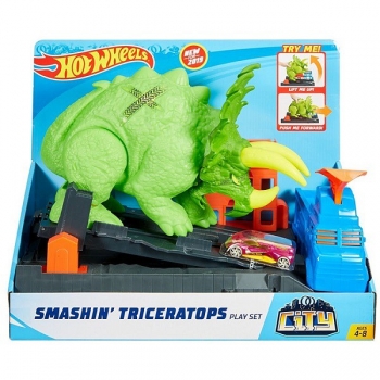  Хот Вилс Сити Разгневанный трицератопс Hot Wheels City Triceraptors GBF97