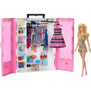 Барби модный шкаф гардероб с одеждой обувью и куклой  Barbie Fashionistas Ultimate Closet 