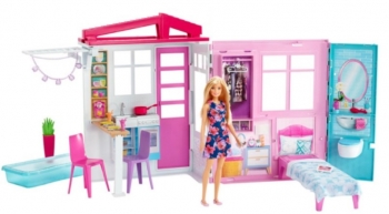  Портативный домик с куклой Barbie Барби с надувным бассейном  House Furniture FXG55