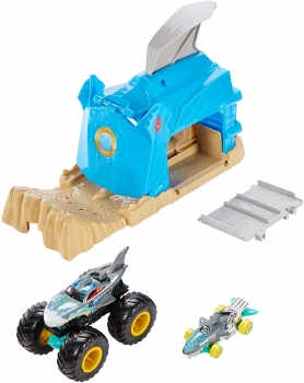 Трек Hot Wheels Хот Вилс Пусковой гараж Акула  Монстр Трак Monster Truck Pit & Launch Shark Wreak