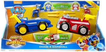 Щенячий патруль Могучие щенки PAW Patrol  Marshall and Chase Powered up Vehicles