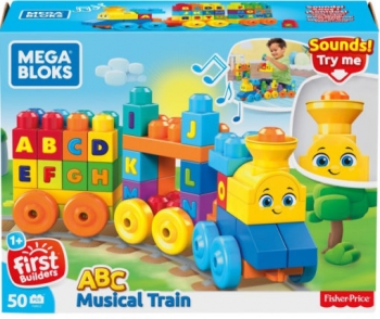  Конструктор Mega Bloks Музыкальный поезд 50 деталей FWK22