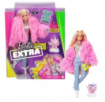  Кукла Барби Модница Эктра Модная Блондинка Barbie Extra Fluffy Pink Jacket 