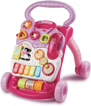 Ходунки толкатели со съемной игровой панелью  Vtech Sit-to-Stand Learning Walker розовые 