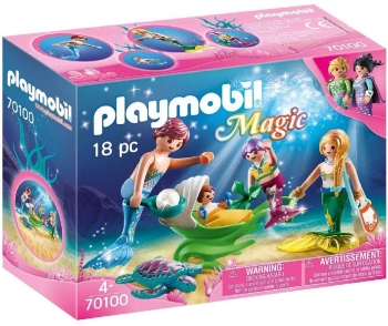 Конструктор  Playmobil 70100 Magic Family Плеймобил Семья с коляской-ракушкой 