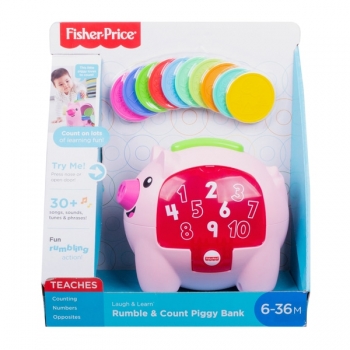 Свинка Копилка Фишер прайс  Fisher-Price Laugh & Learn Count & Rumble Piggy Bank Pink