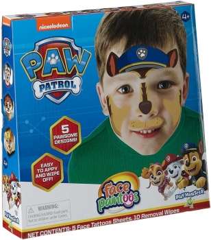 Набір наклейок для перевтілення в героя Щенячий патруль PAW Patrol Chase, Marshall, Rubble, Rocky, Skye Face Paintoos 