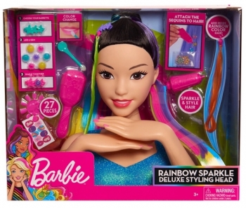 Барбі голова манекен для зачісок і манікюру Barbie Rainbow Sparkle Deluxe Styling Head Black Hair