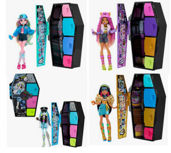 Шарнірна Кукла лялька Monster High Clawdeen Wolf Frankie Stein Lagoona Cleo De Nile Dress-Up Locker Skulltimate Secrets 2023 Монстер Хай Френкі Штейн і модний набір +19 сюрпризів