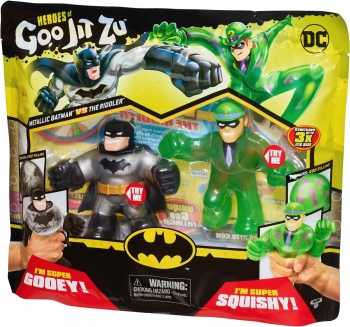 Фігурка тягнучка стретч антистрес Гуджитсу  Бетмен Ріддлер  Goo Jit Zu  Metallic Batman VS The Riddler
