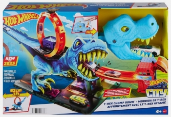  Автотрек  Трек Хот Вілс Hot Wheels Hot Wheels City T-Rex Chomp Down  Полювання Ті-Рекса