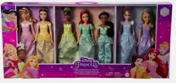 Ігровий набір Дісней Прінцес набір 7 ляльок Маттел Disney Princess Story Sparkle Rapunzel, Cinderella, Tiana, Jasmine, Ariel, Aurora ,Belle