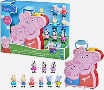 Набір Свинка Пеппа 9 фігурок у Кейсі брати і сестри Peppa Pig Carry-Along Brothers & Sisters