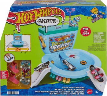Набір Хот Вілс Скейт Парк Скейтборд парк Змиваймося Hot Wheels Skate Fingerboard Flush & Go Skate Park Toilet 