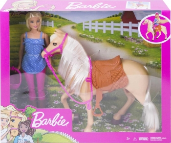 Ігровий набір Блондинка Барбі та кінь Barbie  Horse  Blonde Fashion Doll Riding