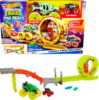 Трек Хот Вілс Монстер тракс  Hot Wheels Monster Trucks Power Smashers Charge & Chase Challenge Skelesaurus Bone Shaker