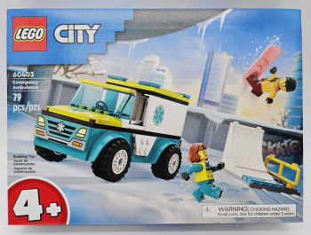  Конструктор Лего Сіті LEGO City 60403 Швидка допомога та сноубордист Emergency Ambulance and Snowboarder 